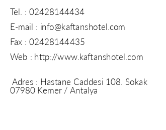 Kaftans Hotel iletiim bilgileri